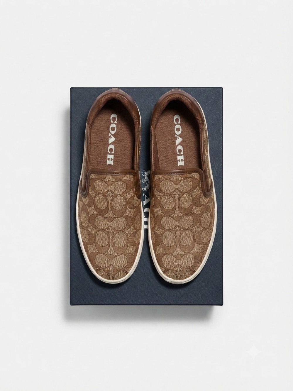 Coach Wells Slip-On Sneakers In Khaki And Saddle